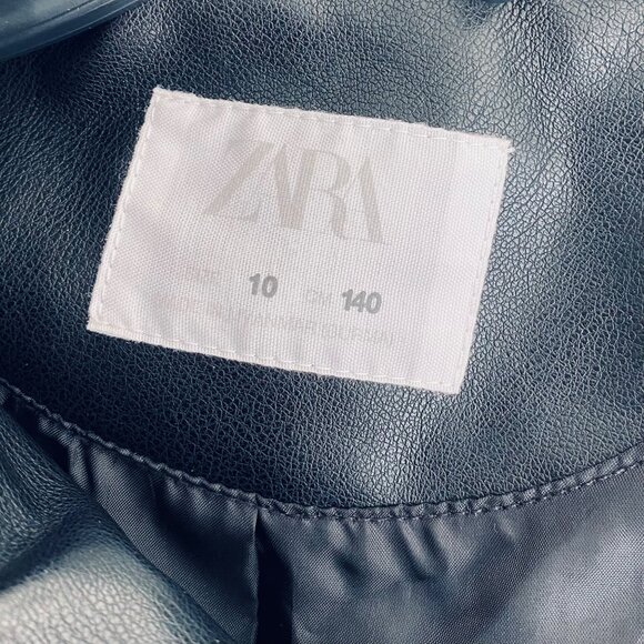 Zara Black Faux Leather Moto Jacket Size 10 (small) with zipper pockets - Picture 4 of 8